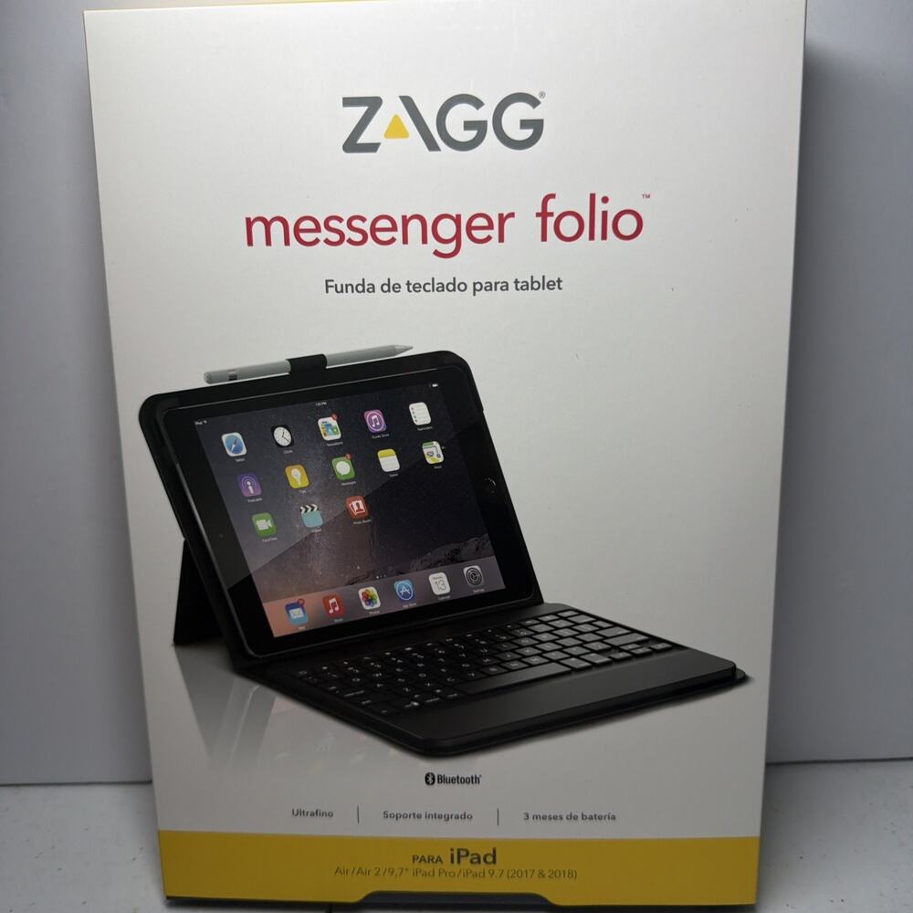ZAGG Messenger Folio Bluetooth Keyboard Case for iPad 9.7” New Open Box